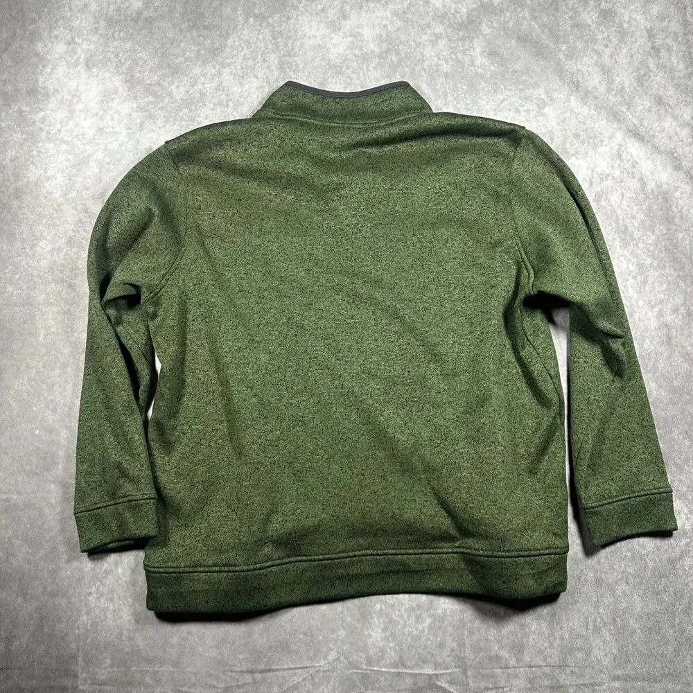 Eddie Bauer Men XXL Green Heathered Sweater Fleece Snap Mock Neck Pullover Cabin